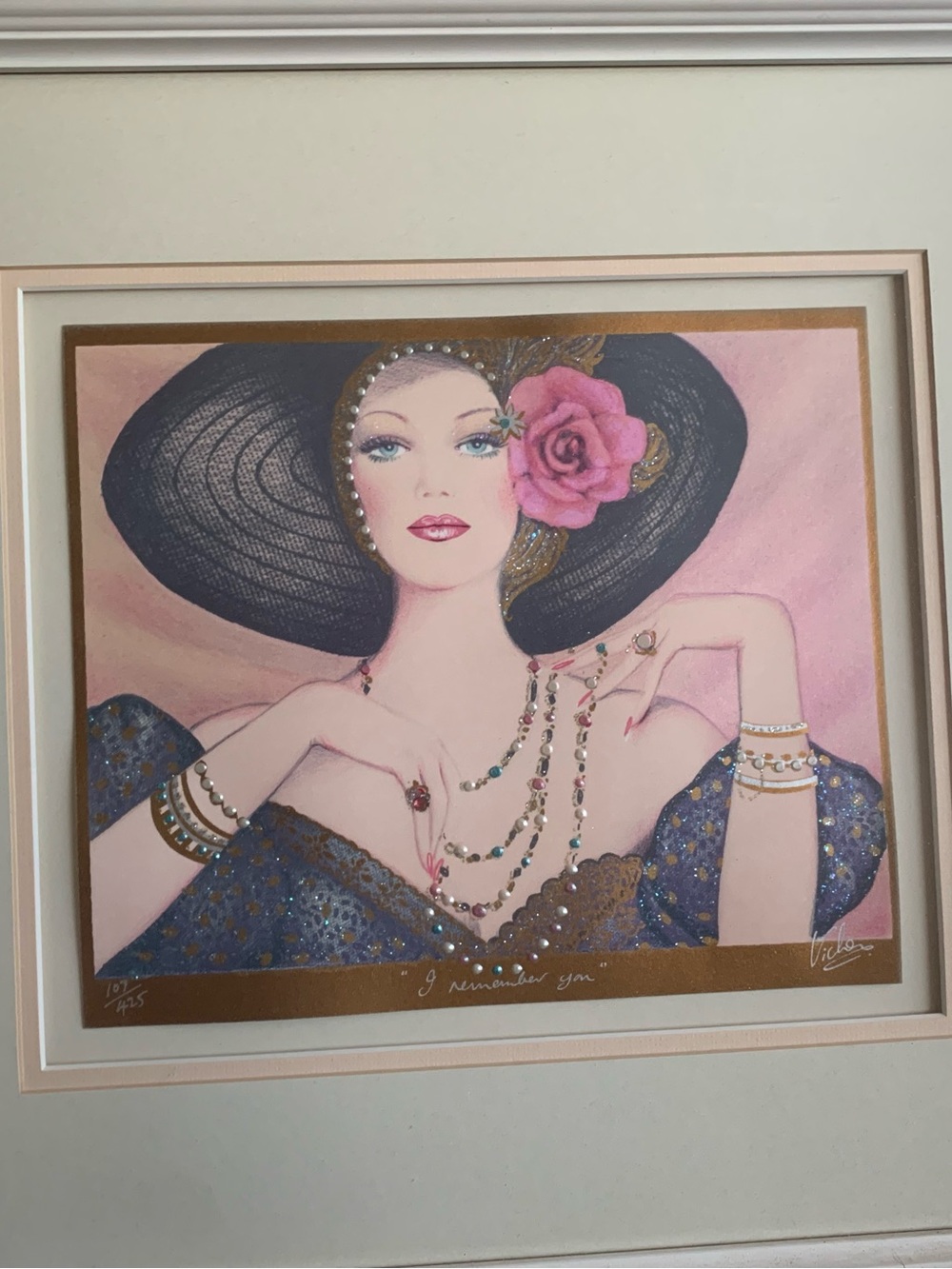 Elegant Pink Floral Hat Print Accessory Art